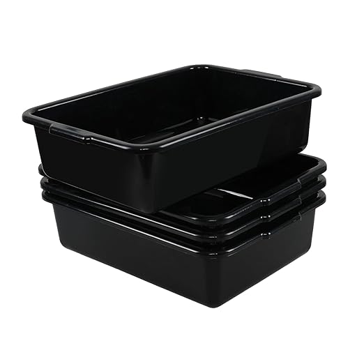 13 L Commercial Bus Tubs Plastic Commercial Utility Bus Bin 4 Packs Black