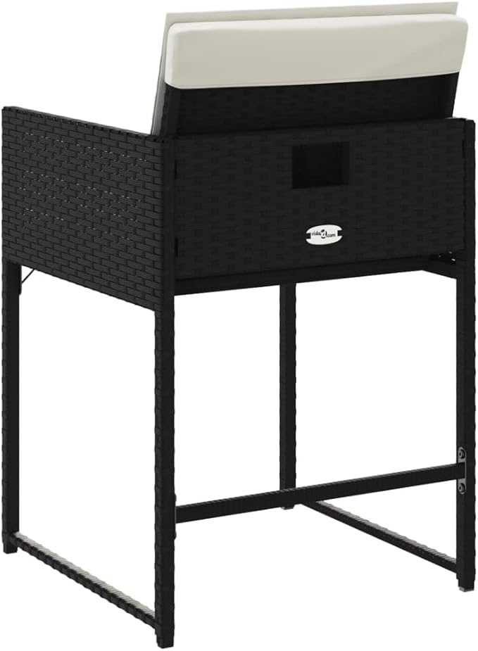 4-Piece Black PE Rattan Patio Chairs with Cream Cushions Outdoor Furniture Set Foldable Backrest Lounge Chairs for Poolside Backyard Deck Garden and Porch