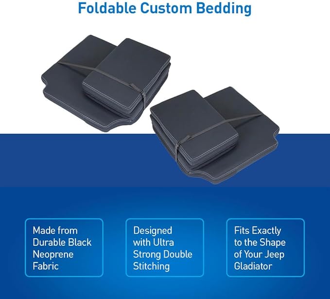 Custom Fit Neoprene Mattress Compatible with Jeep Gladiator JT (2020-2026) – 2-Piece Set Water Resistant Durable Easy Install Camping &amp Overlanding Comfort