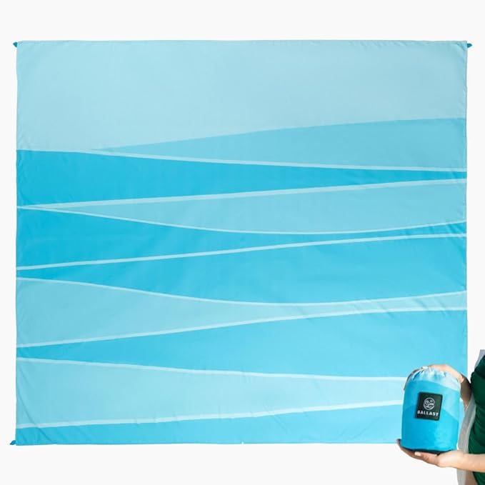 Ballast Beach Blanket – Sandproof &amp Waterproof Extra Large Beach Mat with Compact Case Quick Drying Soft &amp Durable with Stakes &amp Corner Pockets to Stay Put in Wind