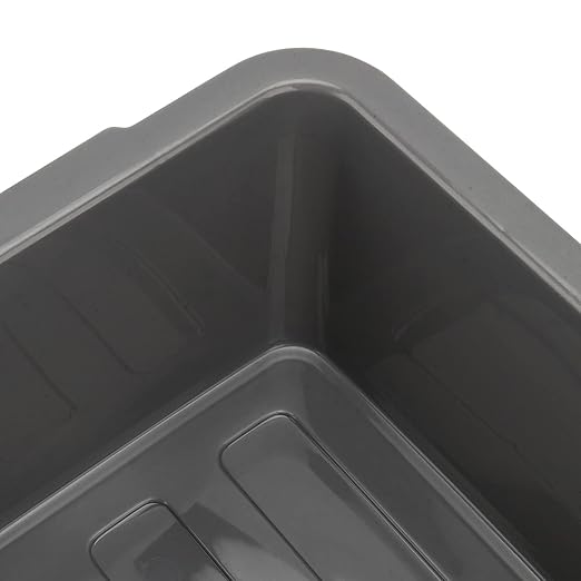ZOENHOU 4 Pack 13 L Bus Tubs Plastic Bus Box Gray Tubs Commercial Bus Box Wash Basin Tote Boxs for Pantry Washing Dishes 5 Inch Deep