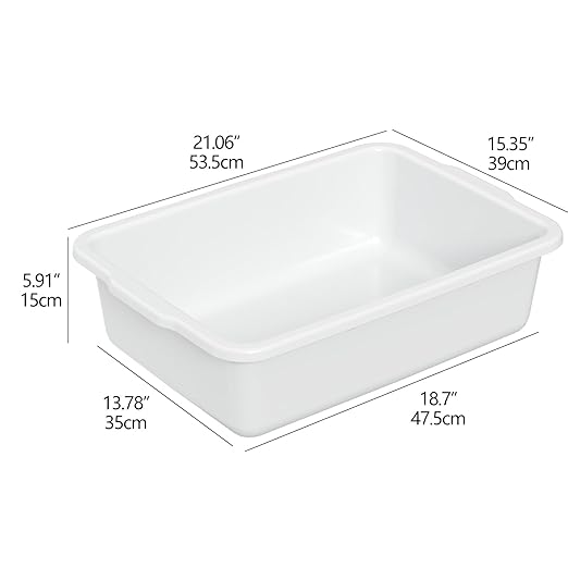 4-Pack 22 L Plastic Commercial Bus Tubs White Bus Tub Wash Basin