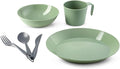 GSI Outdoors Cascadian 1 Person Table Set I 6-Piece Camping Backpacking Mess Kit Plastic BPA Free Plate Bowl Mug Cup &amp Cutlery Set