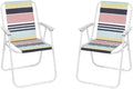 Generic 2 Pcs Folding Beach &amp Camping Chairs Multicolor Striped Webbed High Back Steel Frame Portable &amp Easy to Fold 220 lbs Capacity