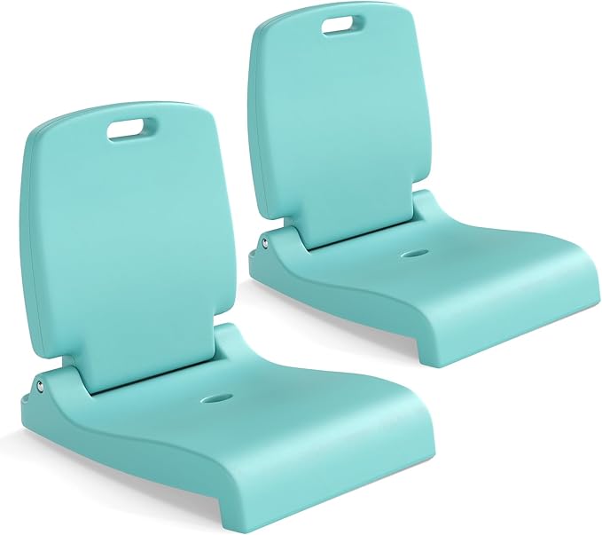 GYMAX 2 Pack Foldable Poolside Chairs for Edge of Pool Portable Pool Chair with Handle Drainage Hole Lightweight Folding Flip Seat for Beaches Camping Fishing Tailgating Lawn (Mint Green2)