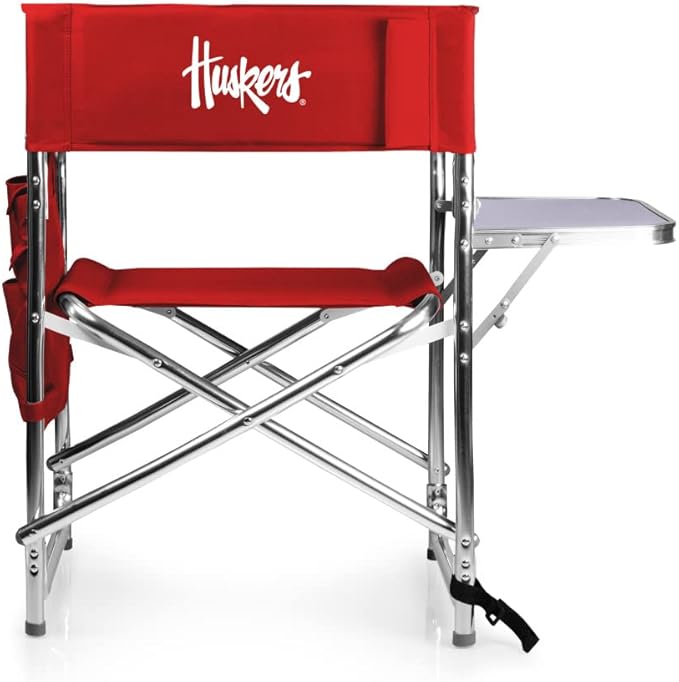 PICNIC TIME NCAA Nebraska Cornhuskers Sports Chair with Side Table - Beach Chair - Camp Chair for Adults