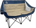 Doublewide Padded Sofa – Portable Outdoor Camping Sofa Chair for 2 High-Loft Cushioning Dual Cup &amp Wine Holders Mesh Storage Pocket &amp Carry Bag Durable 600D Fabric Steel Frame