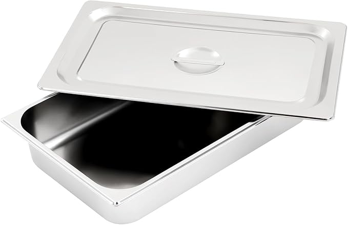 4 Pack Full Size Stainless Steel Hotel Pans 4 Deep Steam Table Pan 21 L x 12.8 W Stainless Steel Food Storage Containers Buffet Pan with Lids for Home Party Restaurant Hotel Buffet