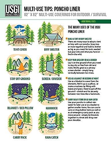 USGI Industries Military Woobie Blanket | Thermal Insulated Camping Blanket Poncho Liner | Large Portable Insulation Water-Resistant for Hiking Survival | Compression Carry Bag