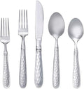 Stainless Steel Silverware 20-Piece Stainless Steel Cutlery Set - Flatware Silverware with Knife Spoon Fork for 4 Dishwasher Safe with Elegant Net Pattern Handle
