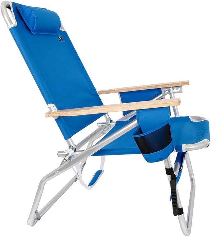Big Jumbo 500 lbs XL Wide Heavy Duty Beach Chair for Big &amp Tall Adults Aluminum Tubing - 4 Reclining Positions