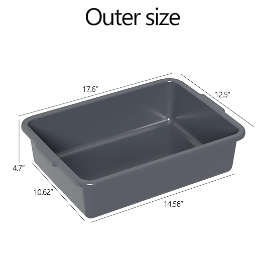 13 L Plastic Commercial Bus Tubs Restaurant Bus Tub Tote Box 4 Packs Gray
