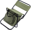 Folding Fishing Chair with Backrest Portable Outdoor Camping Seat and Insulated Cooler Bag Lightweight and Durable for Fishing Beach Picnic and Travel