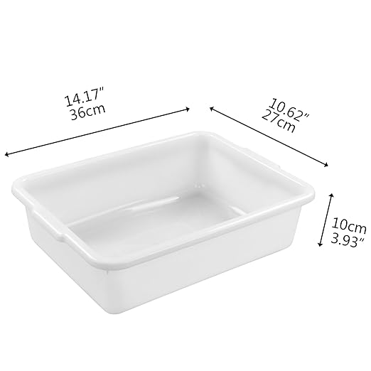 White Small Plastic Bus Pans 4 Packs Food Service Bus Tubs 8 Liters
