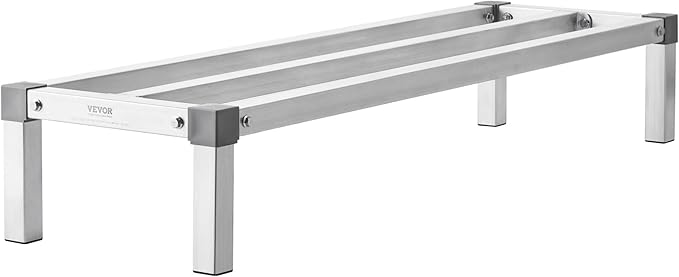 VEVOR Aluminum Dunnage Rack 48” x 14” Commercial Food Floor Rack 8” Off the Floor 1000 lbs Capacity All-Welded Aluminum Storage for Storage in Restaurants Kitchens Garages and Vehicles