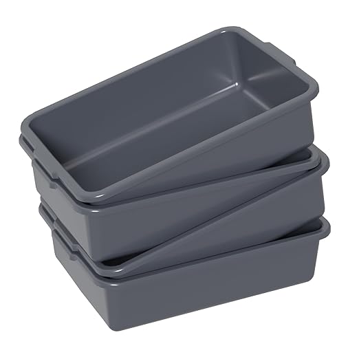 13 L Gray Commercial Bus Tubs Plastic Restaurant Bus Tub Tote Box 4 Packs