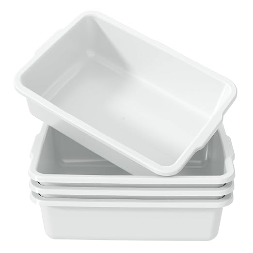 35 L Plastic Large Bus Bin Commercial Bus Tubs White 4 Packs