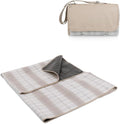 Picnic TIME Outdoor Picnic Blanket Tote 59x51 Foldable Beach &amp Camping Blanket with Soft Fleece Water-Resistant Bottom Adjustable Strap &amp Zippered Pocket (Neutral Plaid)