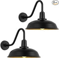 Large 15 Black Gooseneck Barn Lights Vintage Industrial Outdoor Barn Lights for Garage Patio Garden - 2 Pack