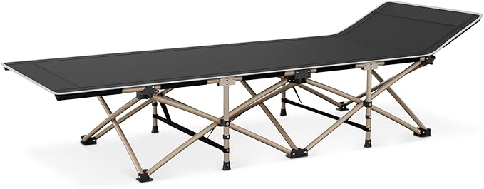 MoNiBloom Folding Sleeping Cot for Adults Easy to Set Up Portable &amp Lightweight Camping Cot for Outdoor Camping Lounging and Elevated Napping Support 360 lbs Black