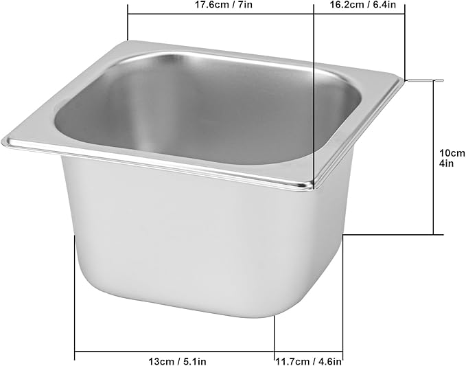 6 Pack 1/6 by 4-Inch Steam Table Pan201 Stainless Steel Anti-Jamming Steam Pan for Catering Buffet Restaurant Cake Shop Kitchen