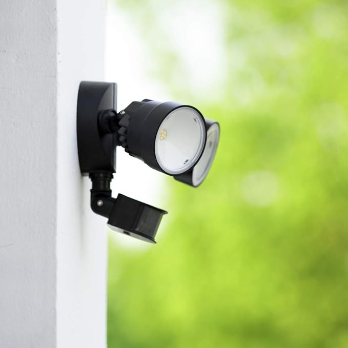 LUTEC Shrimp P6221B-PIR24 2000 Lumen 18 Watt 26 LED Motion Activated Integrated Dual-Head Floodlight Outdoor IP54 Waterproof Exterior Security Wall Light for Patio Garden Yard-Black