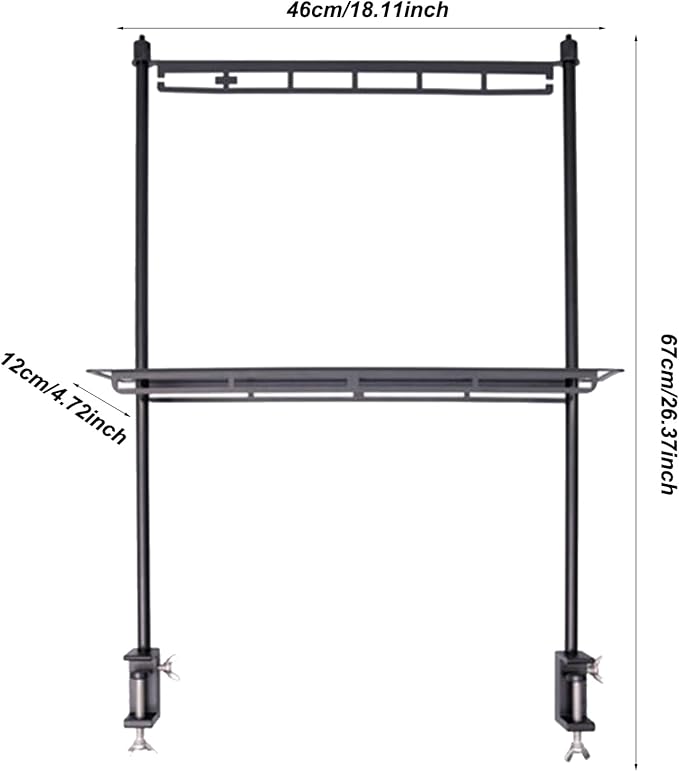 Camping Table Storage RackOutdoor Tableware Rack - Folding Camping Table Portable Beach Shelf Adjustable Height Desktop for Hiking