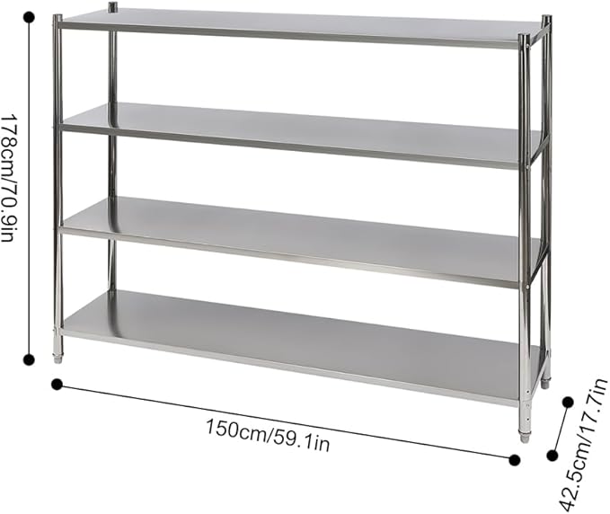 Stainless Steel Shelving 5 Tier Utility Bakers Racks Adjustable Shelf Storage Heavy Duty Shelving for Kitchen Commercial Office Garage Storage Laundry Room Organization (5-Tier 70*17*70in)
