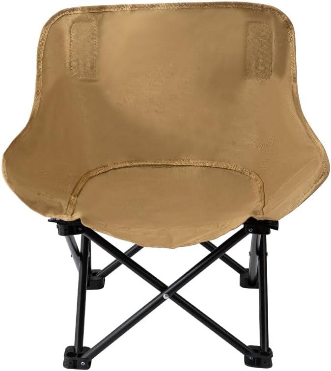 Foldable Outdoor Camping Chair with Padded Seat and Sturdy Frame – Portable Beach and Travel Chair – Lightweight Lawn Chair for Picnic Fishing Hiking Backyard Use (Khaki 17.72*17.72*26.77 IN)