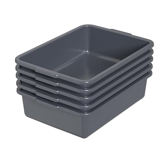 8 L Gray Small Commercial Bus Tubs Plastic Food Service Bus Tub 5 Packs