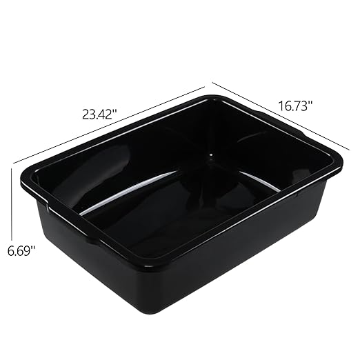 4-Pack 32 Liter Large Black Bus Tubs Commercial Plastic Bus Trays