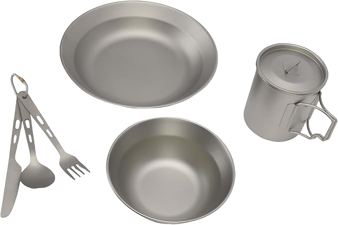 Utensils Camping Mess Kits Camping Cookware Plate Bowl Cup Fork Spoon Set for Hiking Backpacking and Outdoor Activities