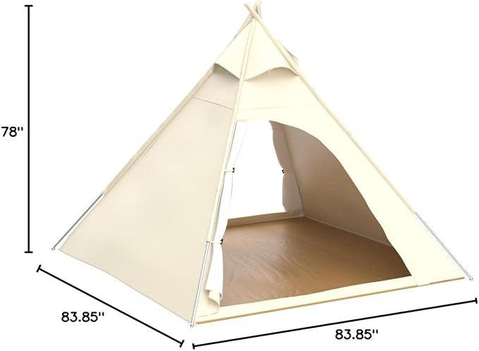 Latourreg 2 Person Outdoor Camping of 2M Canvas Camping Pyramid Tent Large Adult Teepee Pagoda Tent