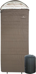 Mountainlodge Peach-Skin Shell and Cotton Lining Sleeping Bag for Adult Cold Weather&ampWarm with Compression Bag&ampCarry Bag and Detachable Hood for CampingTravel and Car Camping