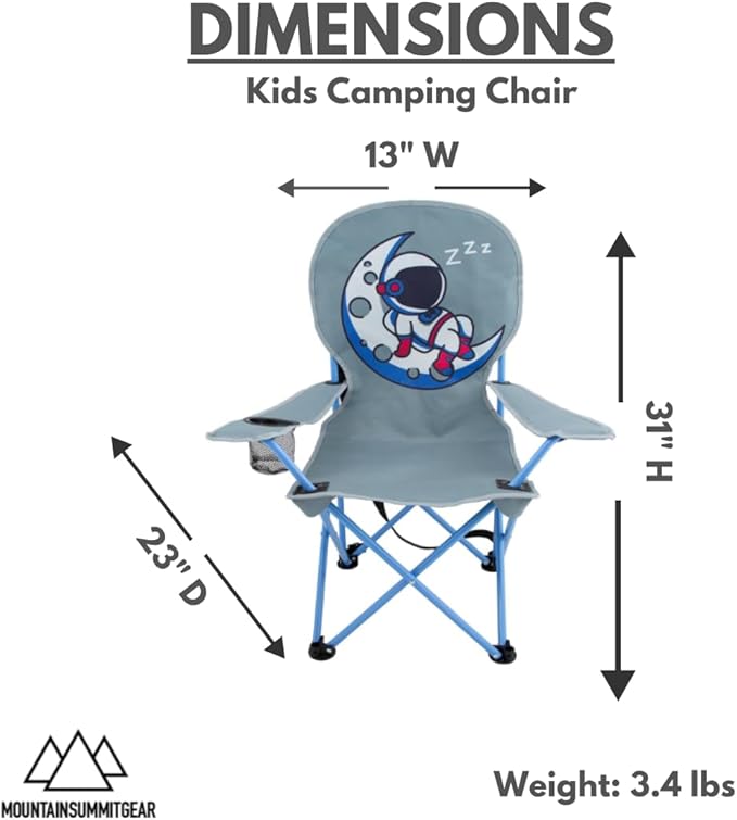 MOUNTAIN SUMMIT GEAR Kids Camping Chair - Foldable Camp Chair with Carrying Case for Outdoor Recreation Sports Camping and Fishing (by Caddis Sports) (2 Astronaut)