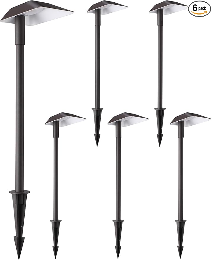 LEONLITE Anti-Glare Low Voltage Pathway Lights 5W Wired LED Landscape Path Lights Aluminum IP65 Outdoor Landscape Lighting for Walkway Yard 5000K Daylight ETL Pack of 6