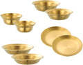 Stainless Steel Plates and Bowls Outdoor Tableware Insulated Metal Bowls Camping Utensils Dinnerware Set for Picnic BBQ Beach- 8pcs Gold