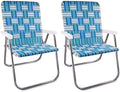 Lawn Chair USA - Outdoor Chairs for Camping. Made with Lightweight Aluminum Frames and UV-Resistant Webbing. Folds for Easy Storage 2- Pack (Sea Island with White Arms Magnum)