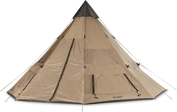 Guide Gear Camping Teepee Tent for Adults Outdoor Waterproof Family 8 Person 18' x 18'