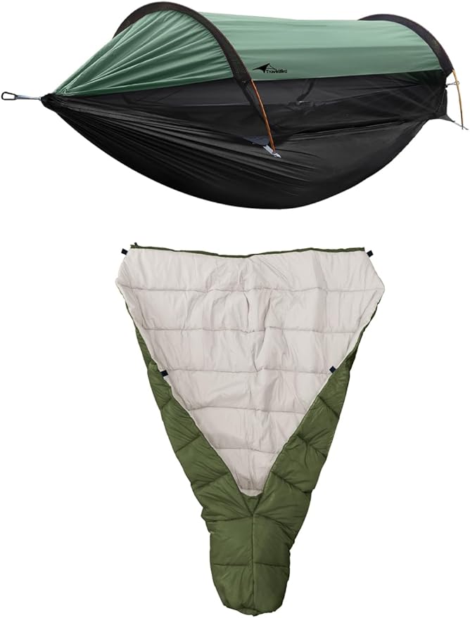 Camping Hammock Tent with Top Quilt Lightweight Hanging Hammocks Tree Straps Portable for Hiking Backpacking