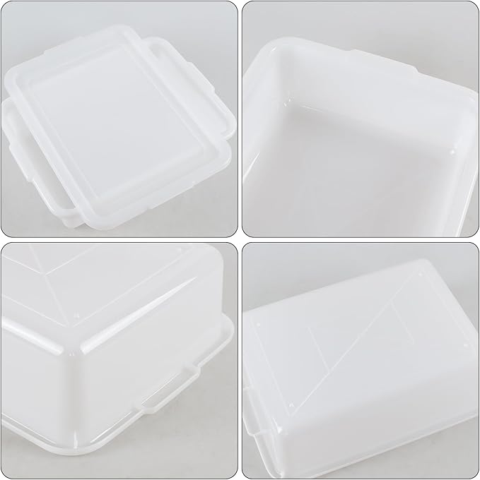 13 L Commercial Bus Boxes with Lids White Plastic Food Service Bus Tub 3 Pack