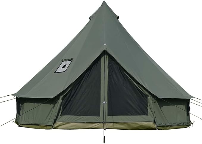Cotton Canvas Bell Tent with Stove Jack Roomy Yurt for Family Glamping Camping 4 Season Tent with Zipped Removable Floor