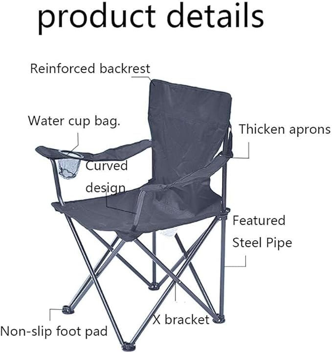 Outdoor Camping Chair Ultra-Light Folding Chair with Armrests &amp Storage Bag Portable Beach Chair 120kg Capacity