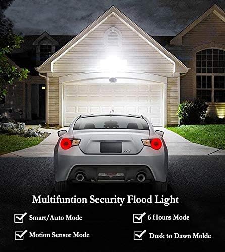 Security Lights Outdoor Flood Lights Hardwired AC Power Motion Sensor/Dusk to Dawn/ 6Hrs/Eco Dim 4 Working Modes 280W Equiv. 5000K Exterior Security Floodlight for Yard/Garage/Patio 2Pack
