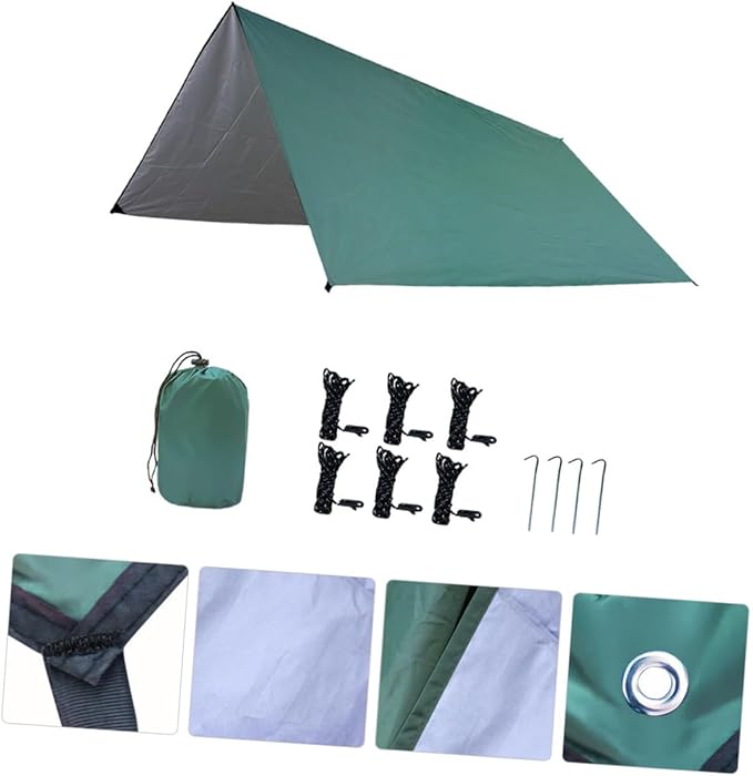 Waterproof Outdoor Camping Tent Single Layer Square Canopy Tent UV Protection 4-Corner Design for Backpacking Hiking and Travel