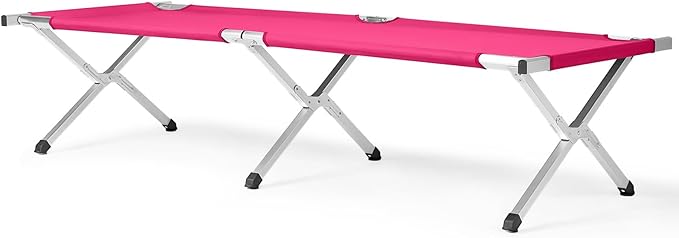 Portable Camping CotLightweight Sleeping BedFolding Tent Camping Cot Bed with Carrying Bag for Outdoor Hiking Travel Beach (Pink)
