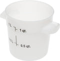 Carlisle FoodService Products Storplus Round Food Storage Container with Stackable Design for Catering Buffets Restaurants Polyethylene (Pe) 1 Quart White