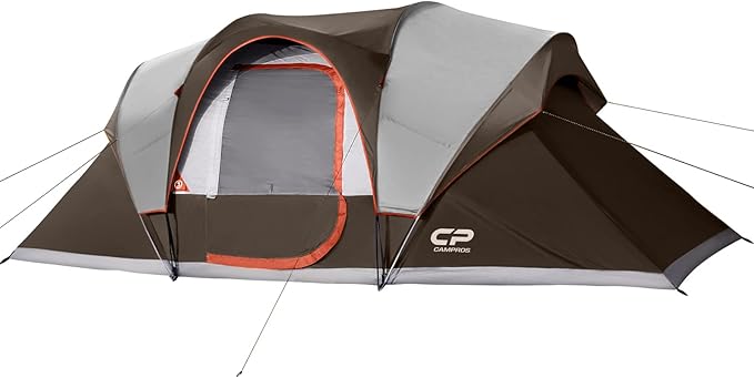 CAMPROS CP Camping Tent 10 Person Family Cabin Tent 2 Room Water Resistant Waterproof Tent with Top Rainfly 4 Large Mesh Windows Double Layer Easy Set Up Portable with Carry Bag 16ft x 9ft x72in