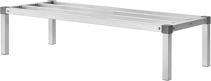 VEVOR Aluminum Dunnage Rack 48” x 20” Commercial Food Floor Rack 12” Off the Floor 1000 lbs Capacity All-Welded Aluminum Storage Rack for Storage in Restaurants Kitchens Garages and Vehicles