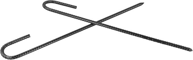 LEXININ J Rebar Stakes 16 Inch Tent Stakes Black J Hooks for Ground Chain Link Fence Garden 20 Pieces